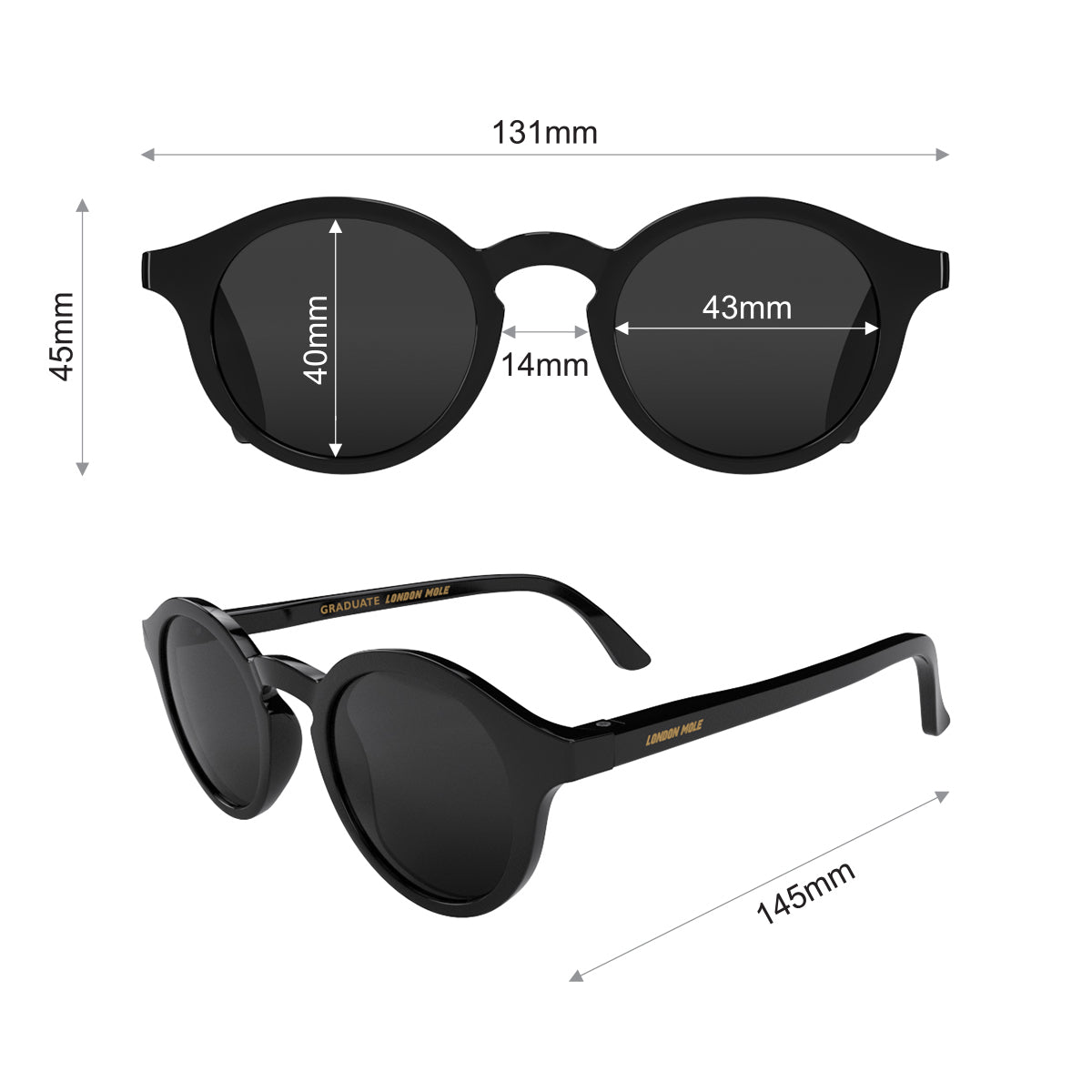 London Mole Graduate Sunglasses Gloss Black V398-LM-SGRA-GK-K