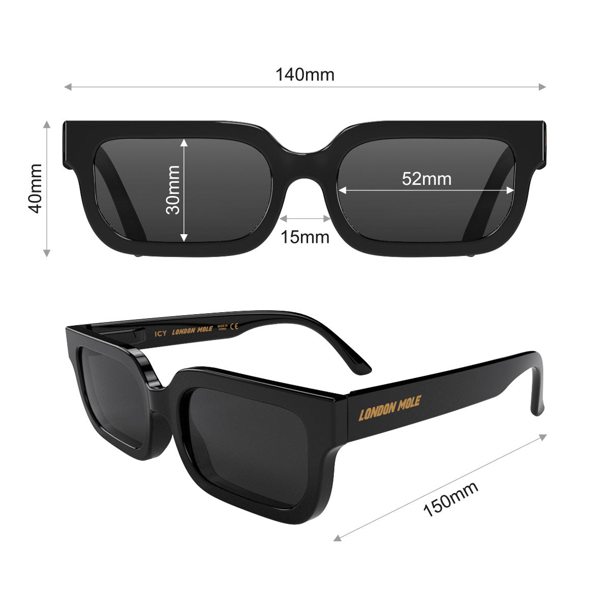 London Mole Icy Sunglasses Gloss Black / Black V398-LM-SICY-GK-K