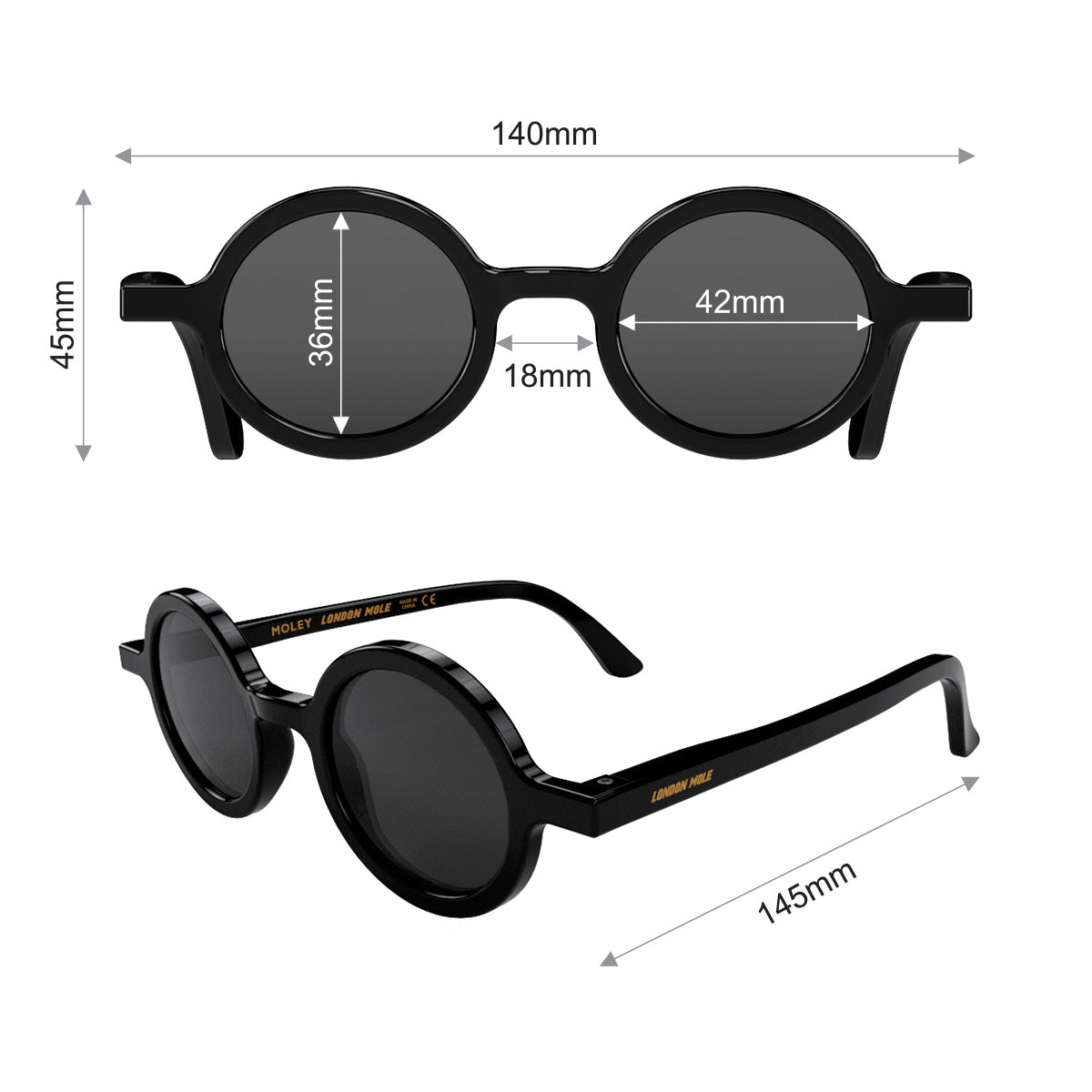 London Mole Moley Sunglasses Gloss Black / Black V398-LM-SMOL-GK-K