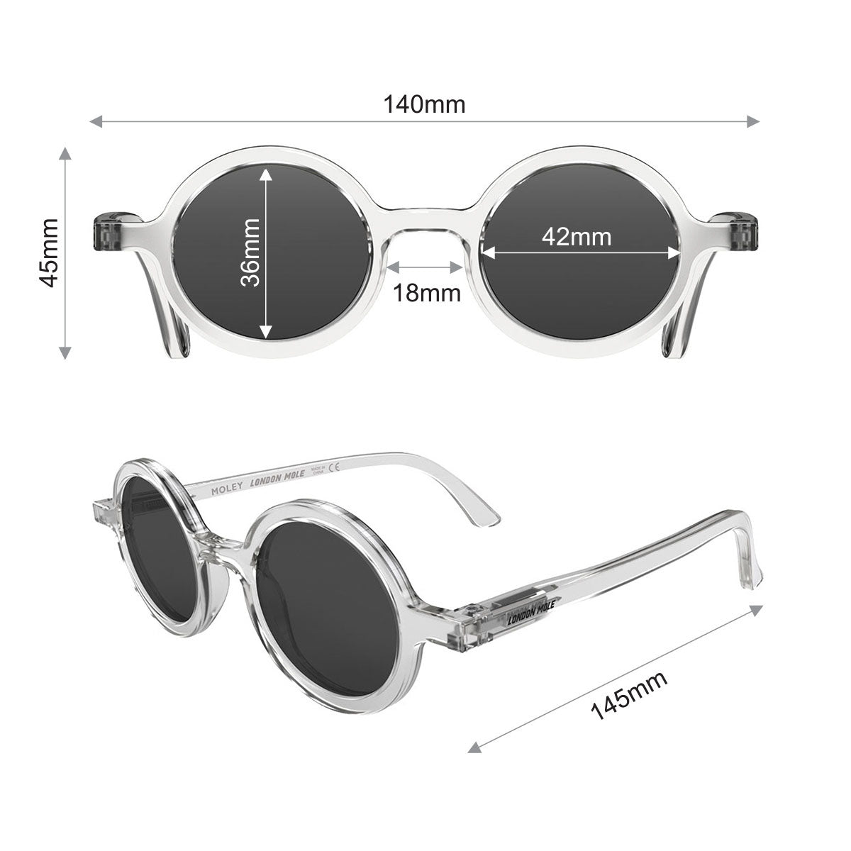 London Mole Moley Sunglasses Transparent / Black V398-LM-SMOL-T-K