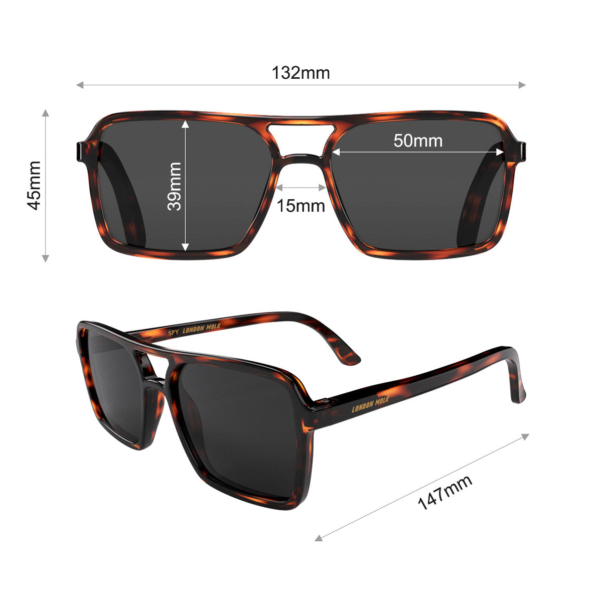 London Mole Spy Sunglasses Gloss Tortoise Shell / Black V398-LM-SSPY-TS-K