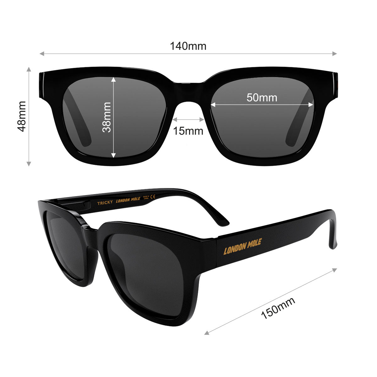 London Mole Tricky Sunglasses Gloss Black / Black V398-LM-STRI-GK-K