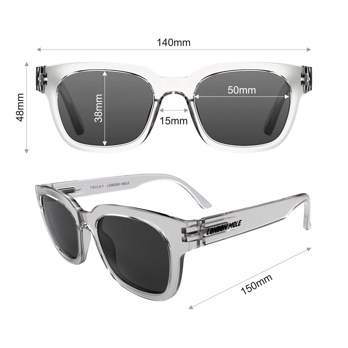 London Mole Tricky Sunglasses Gloss Transparent / Black V398-LM-STRI-T-K