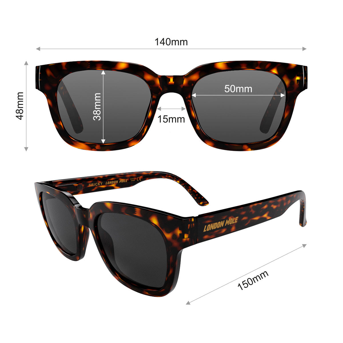 London Mole Tricky Sunglasses Gloss Tortoise Shell / Black V398-LM-STRI-TS-K