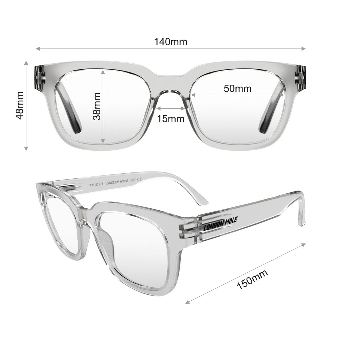 London Mole Tricky Blue Blocker Glasses Gloss Transparent V398-LM-TRI-T-0