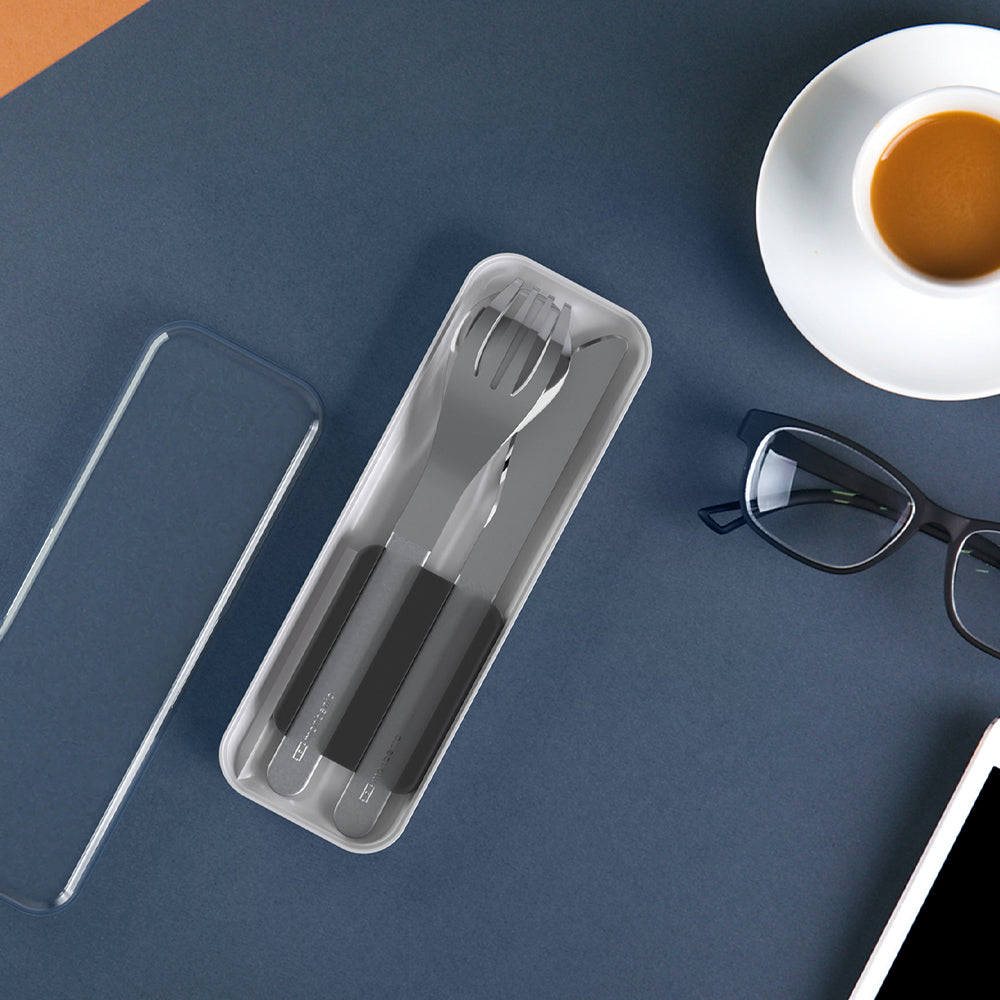 Monbento Mb Slim Box Stainless Steel Cutlery Set - Trio Knife - Black V398-MO-50300002