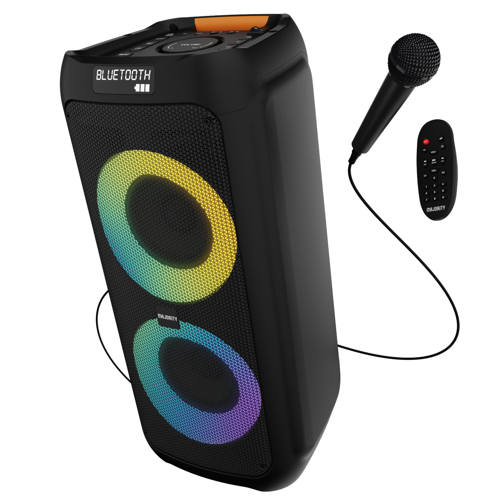 Majority P300 - Party Speaker 300W Bluetooth Karaoke-DJ-Party-PA System - Black V398-MY-1000002884