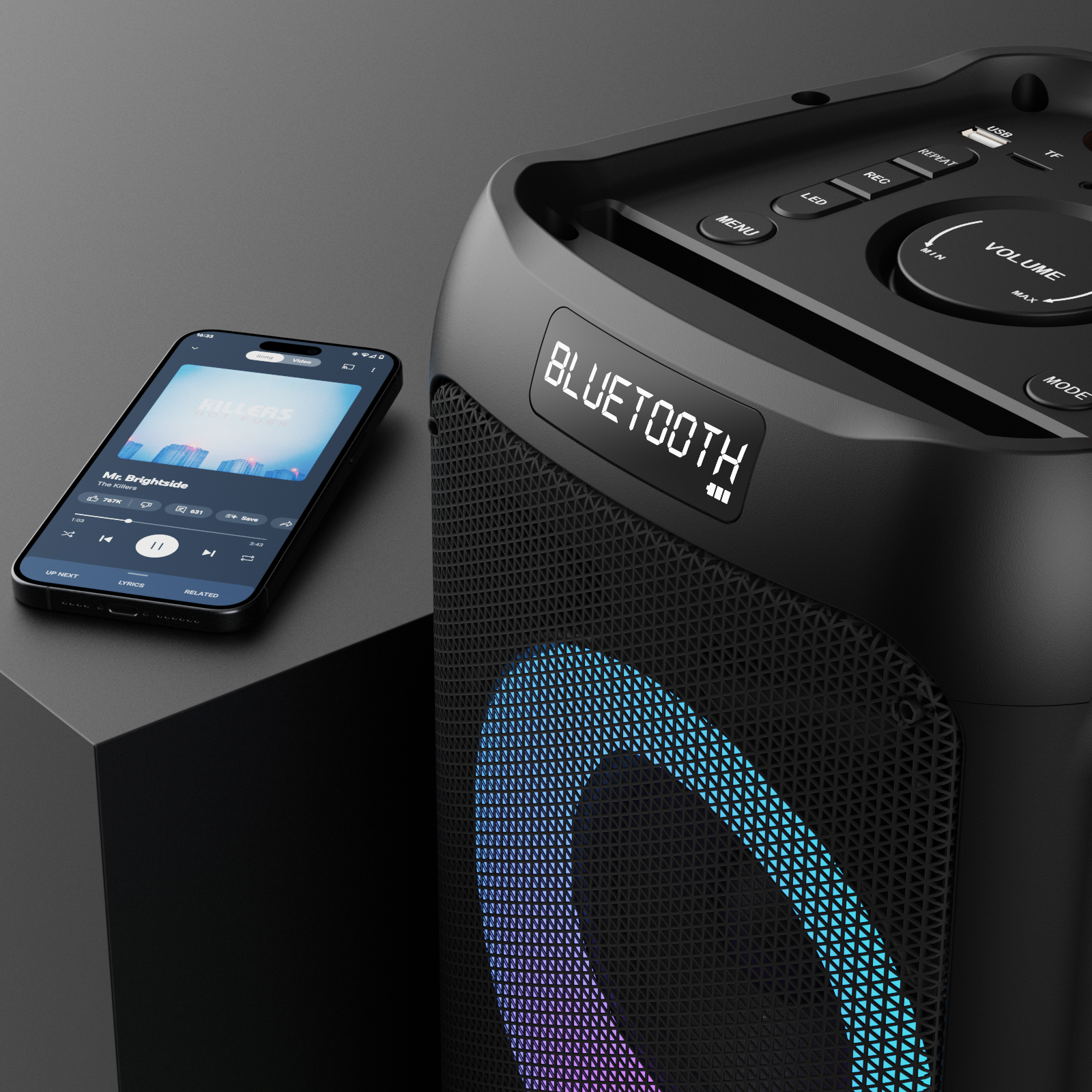 Majority P300 - Party Speaker 300W Bluetooth Karaoke-DJ-Party-PA System - Black V398-MY-1000002884