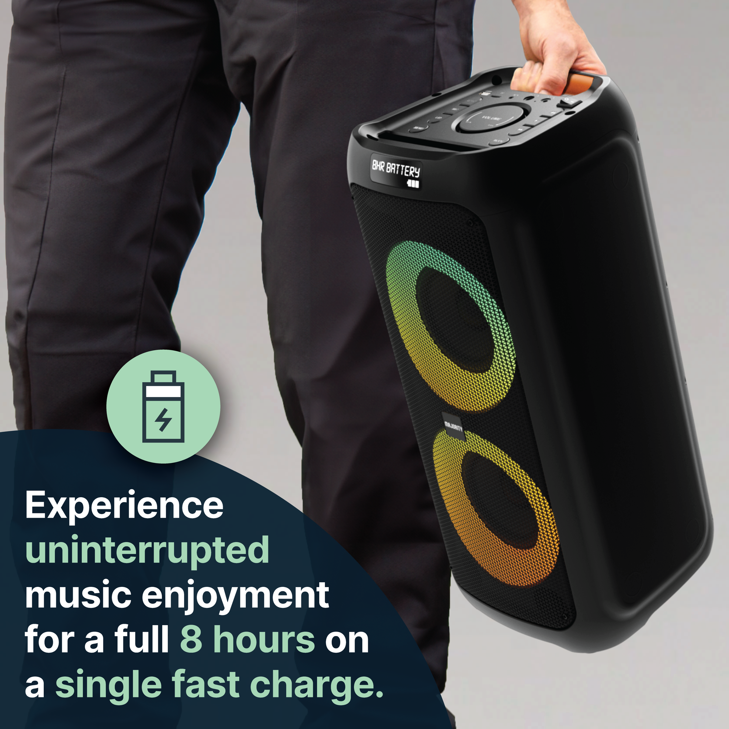 Majority P300 - Party Speaker 300W Bluetooth Karaoke-DJ-Party-PA System - Black V398-MY-1000002884