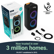 Majority P300 - Party Speaker 300W Bluetooth Karaoke-DJ-Party-PA System - Black V398-MY-1000002884