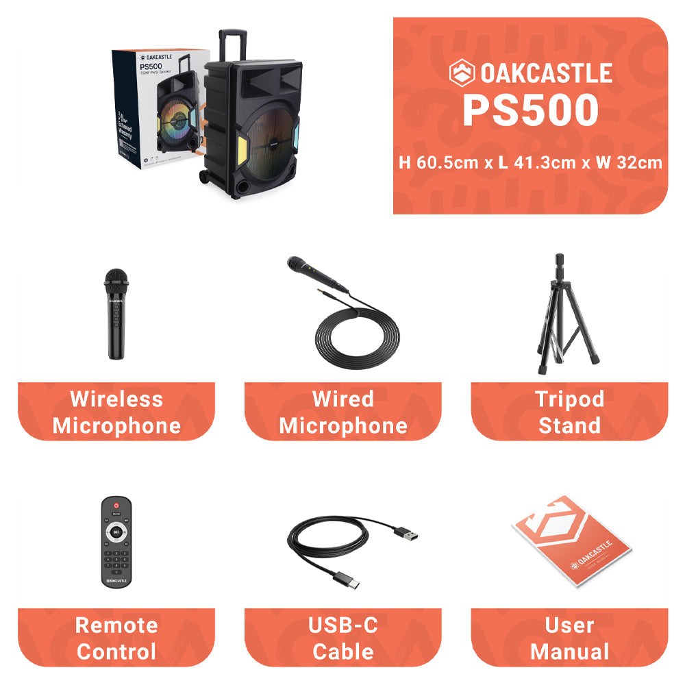 Majority PS500 - PA System 150w Bluetooth Karaoke-DJ-Party-PA System - Black V398-MY-1000002981