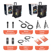 Majority PS500 - Bundled PA System 150w Bluetooth Karaoke-DJ-Party-PA System - Black V398-MY-1000002981-2P