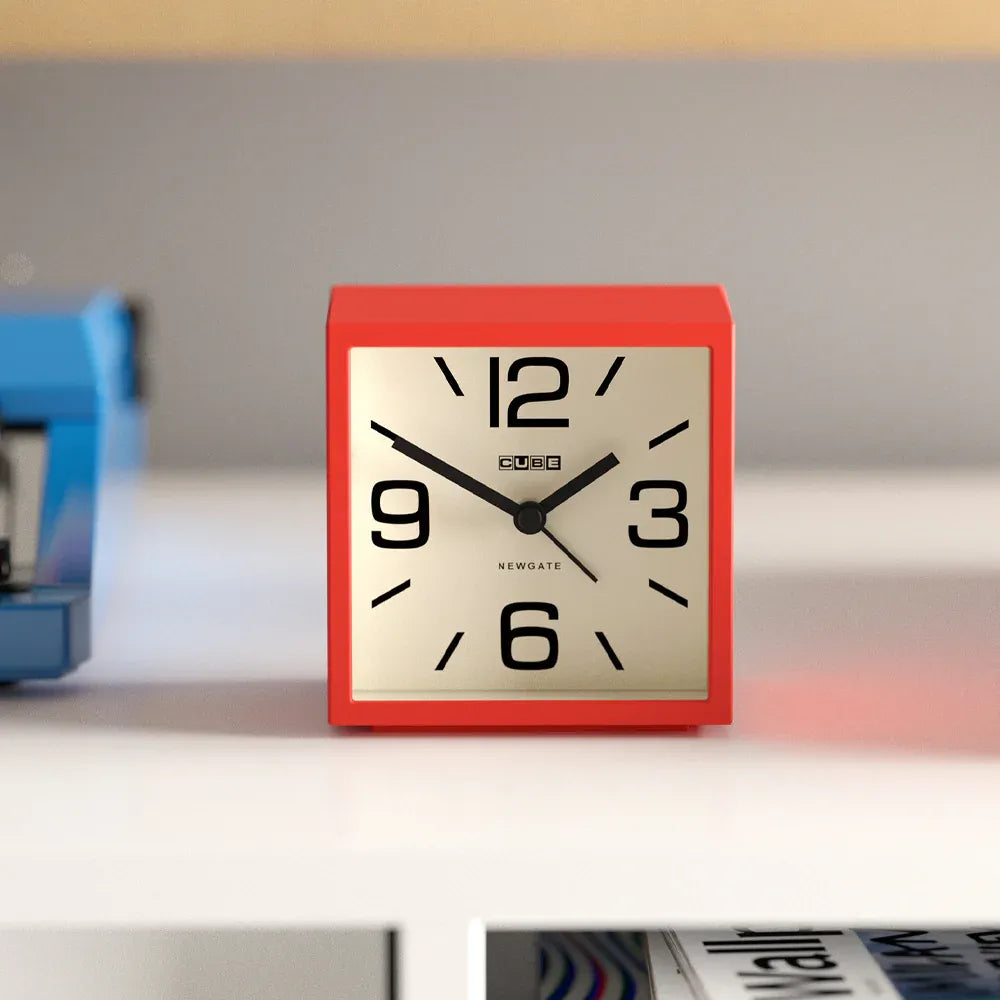 Newgate Cube Mantel Clock-Fire Engine Red V398-NG-ALMCUB252FER