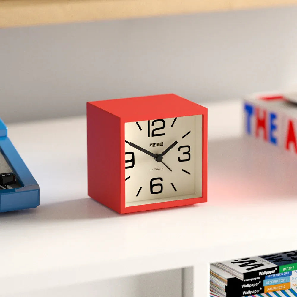 Newgate Cube Mantel Clock-Fire Engine Red V398-NG-ALMCUB252FER