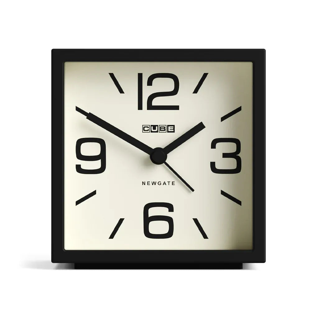 Newgate Cube Mantel Clock-Black V398-NG-ALMCUB252K