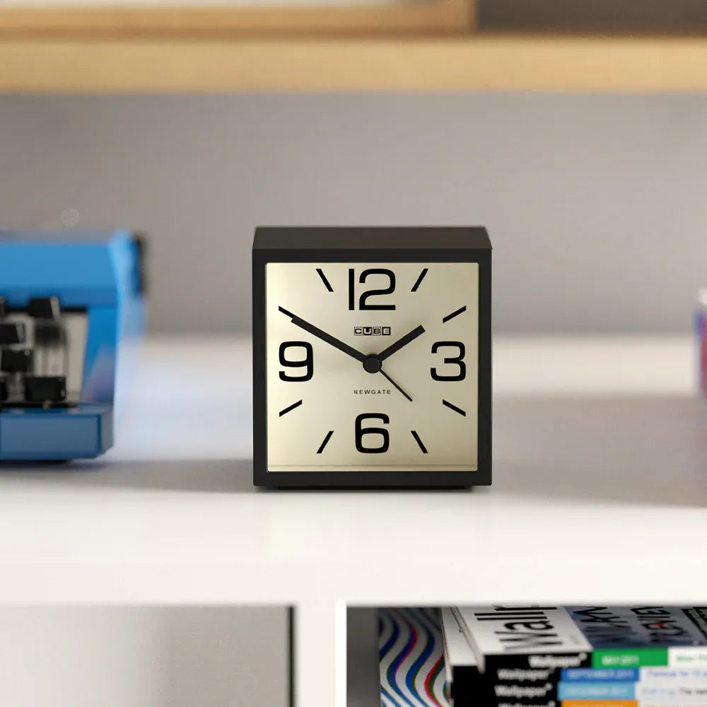 Newgate Cube Mantel Clock-Black V398-NG-ALMCUB252K