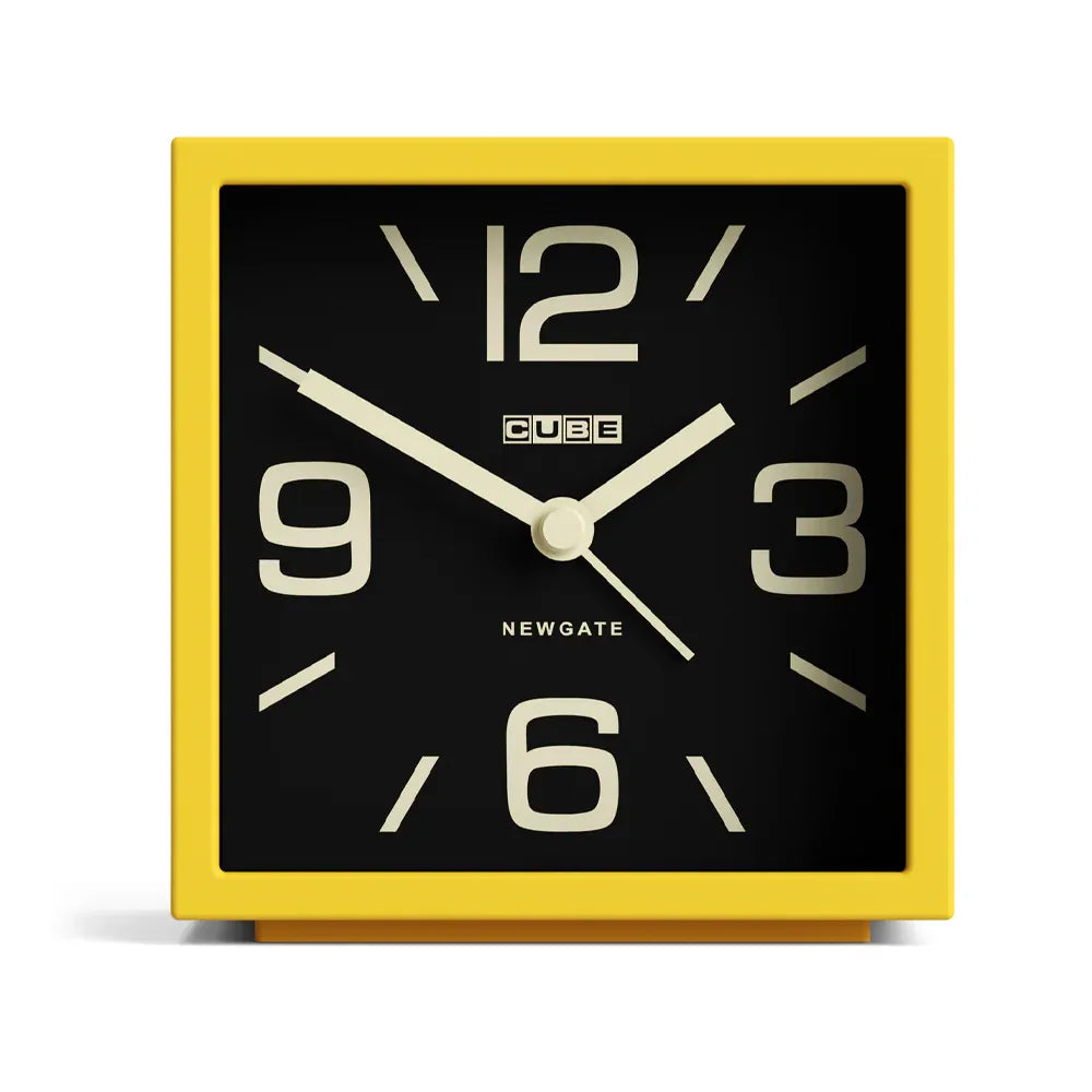 Newgate Cube Mantel Clock-Citrus Yellow V398-NG-ALMCUB358CY