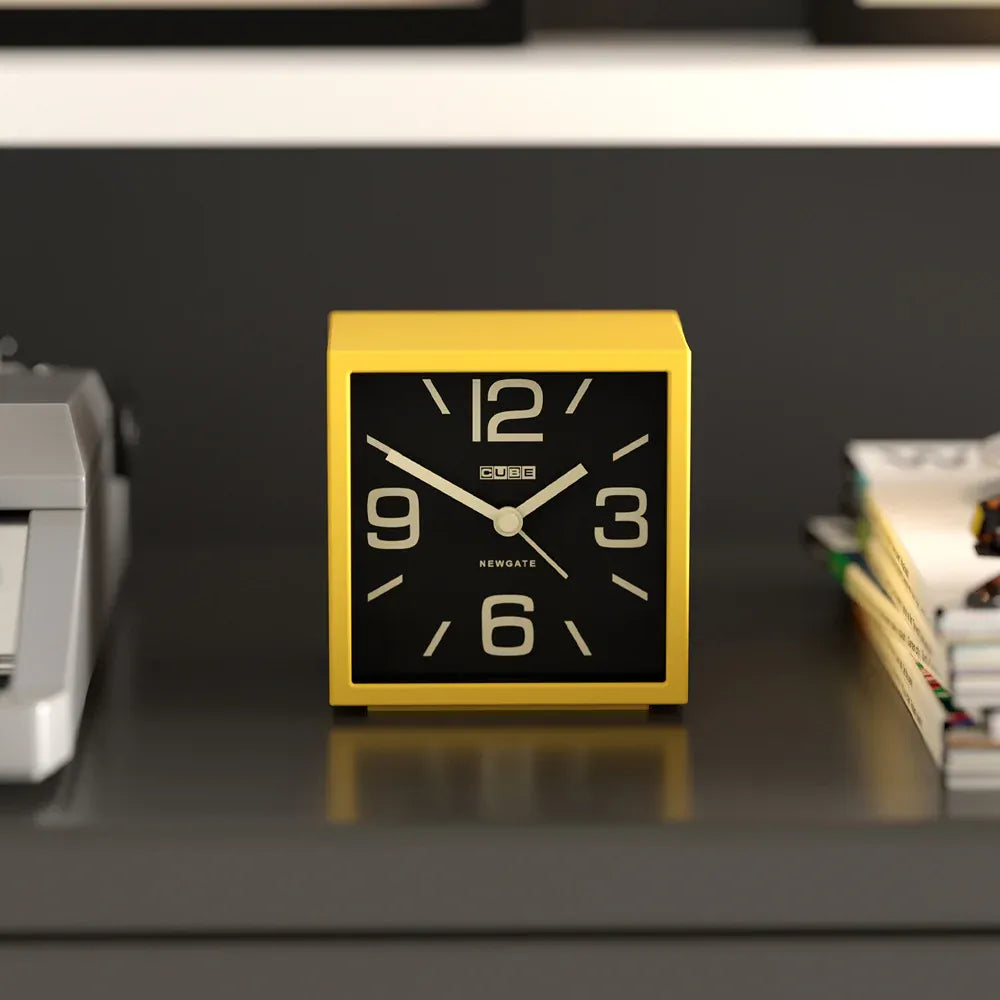 Newgate Cube Mantel Clock-Citrus Yellow V398-NG-ALMCUB358CY