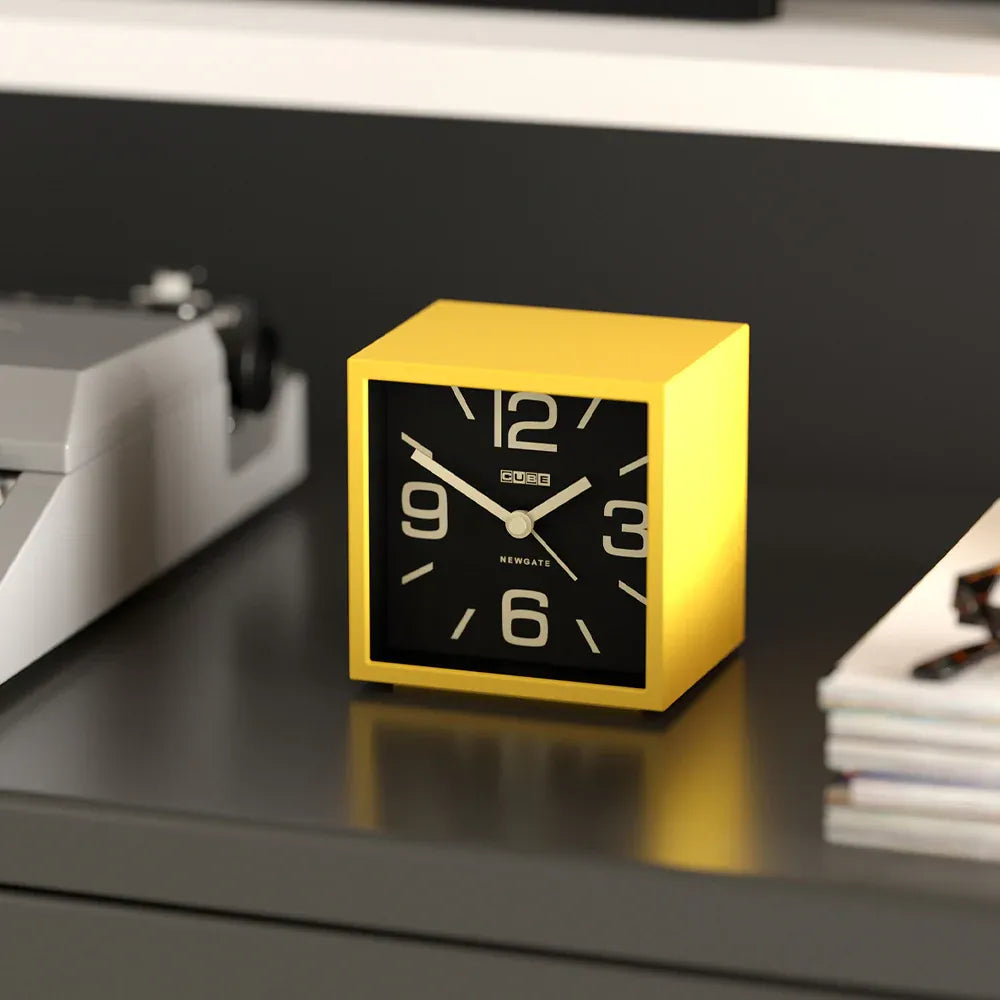 Newgate Cube Mantel Clock-Citrus Yellow V398-NG-ALMCUB358CY