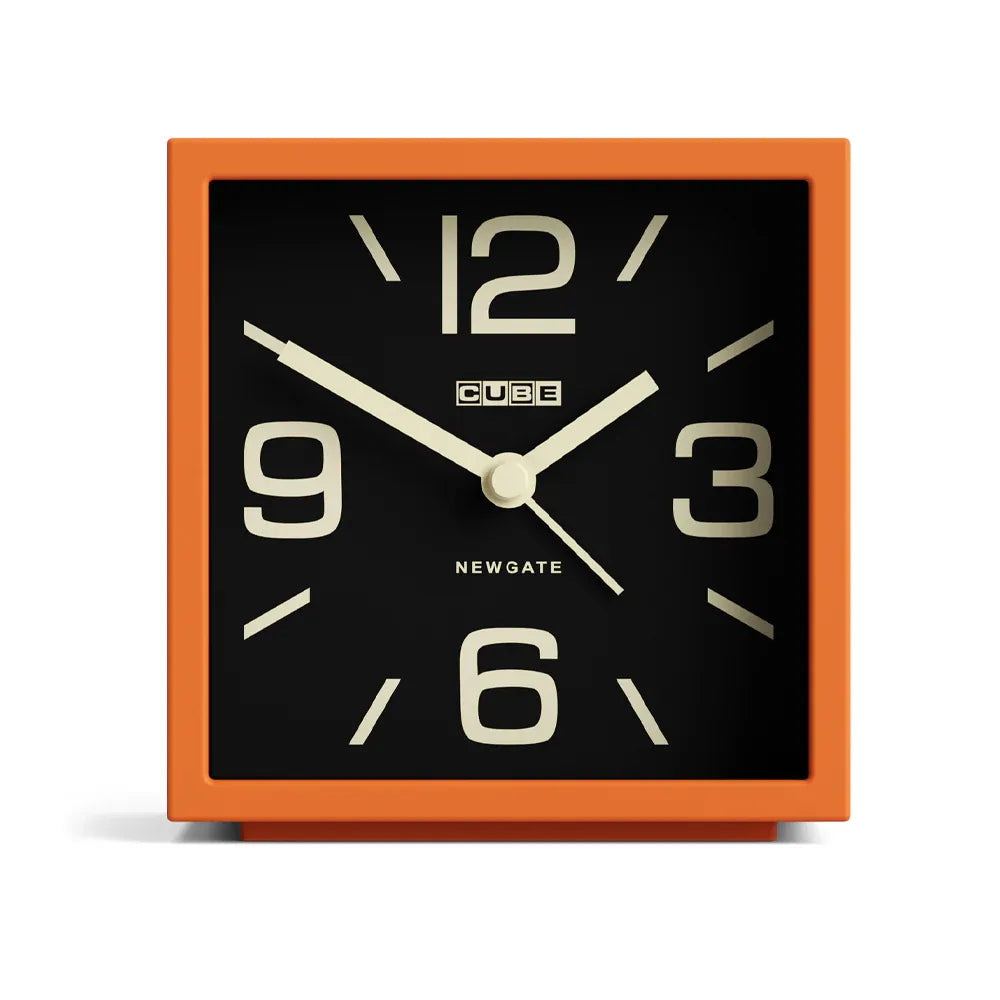 Newgate Cube Mantel Clock-Pumpkin Orange V398-NG-ALMCUB358PO