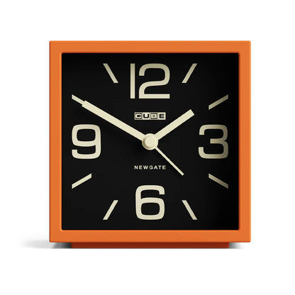 Newgate Cube Mantel Clock-Pumpkin Orange V398-NG-ALMCUB358PO
