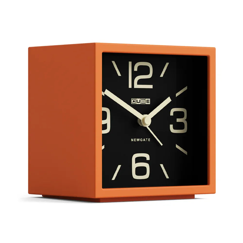 Newgate Cube Mantel Clock-Pumpkin Orange V398-NG-ALMCUB358PO