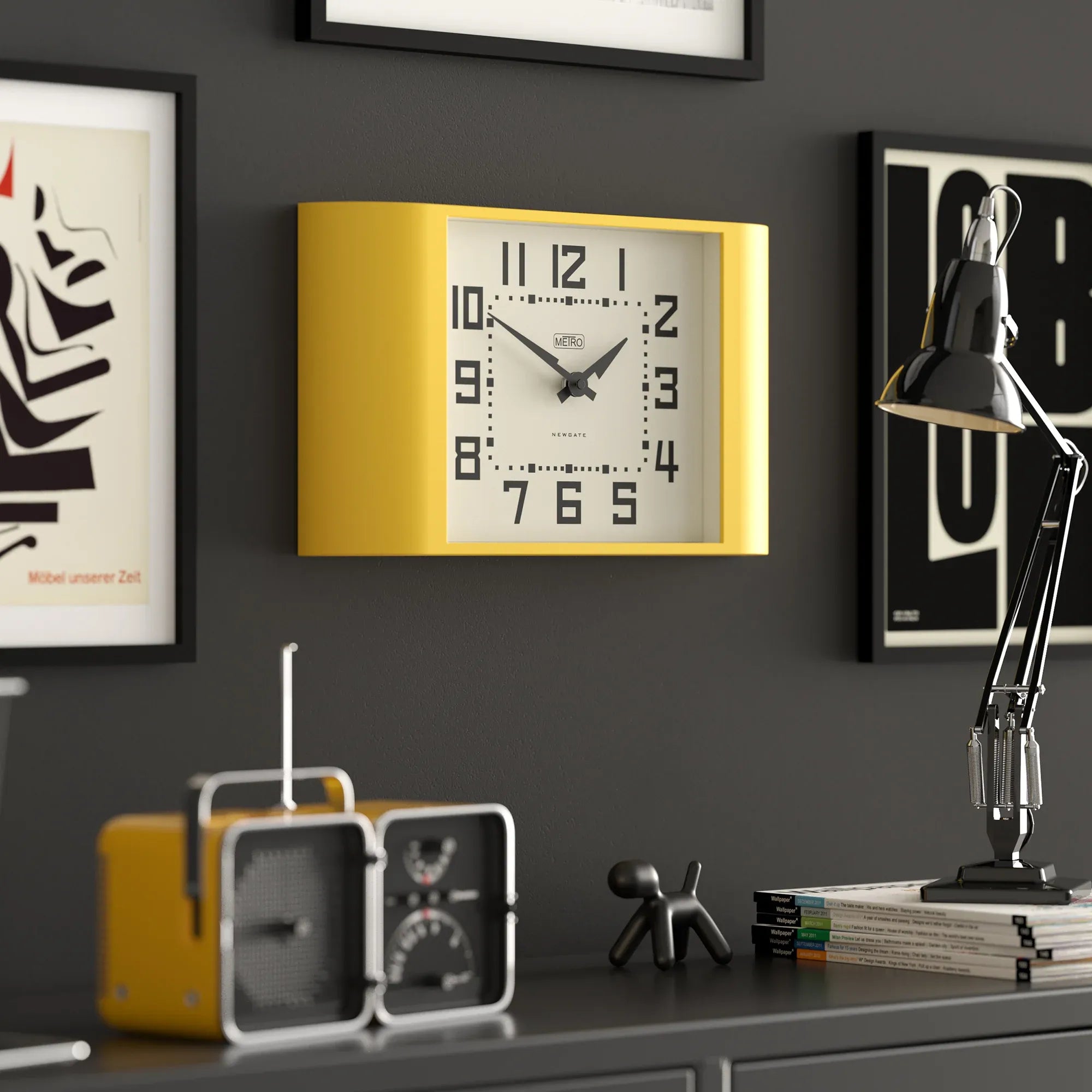 Newgate Metro Wall Clock-Yellow V398-NG-MET3CY