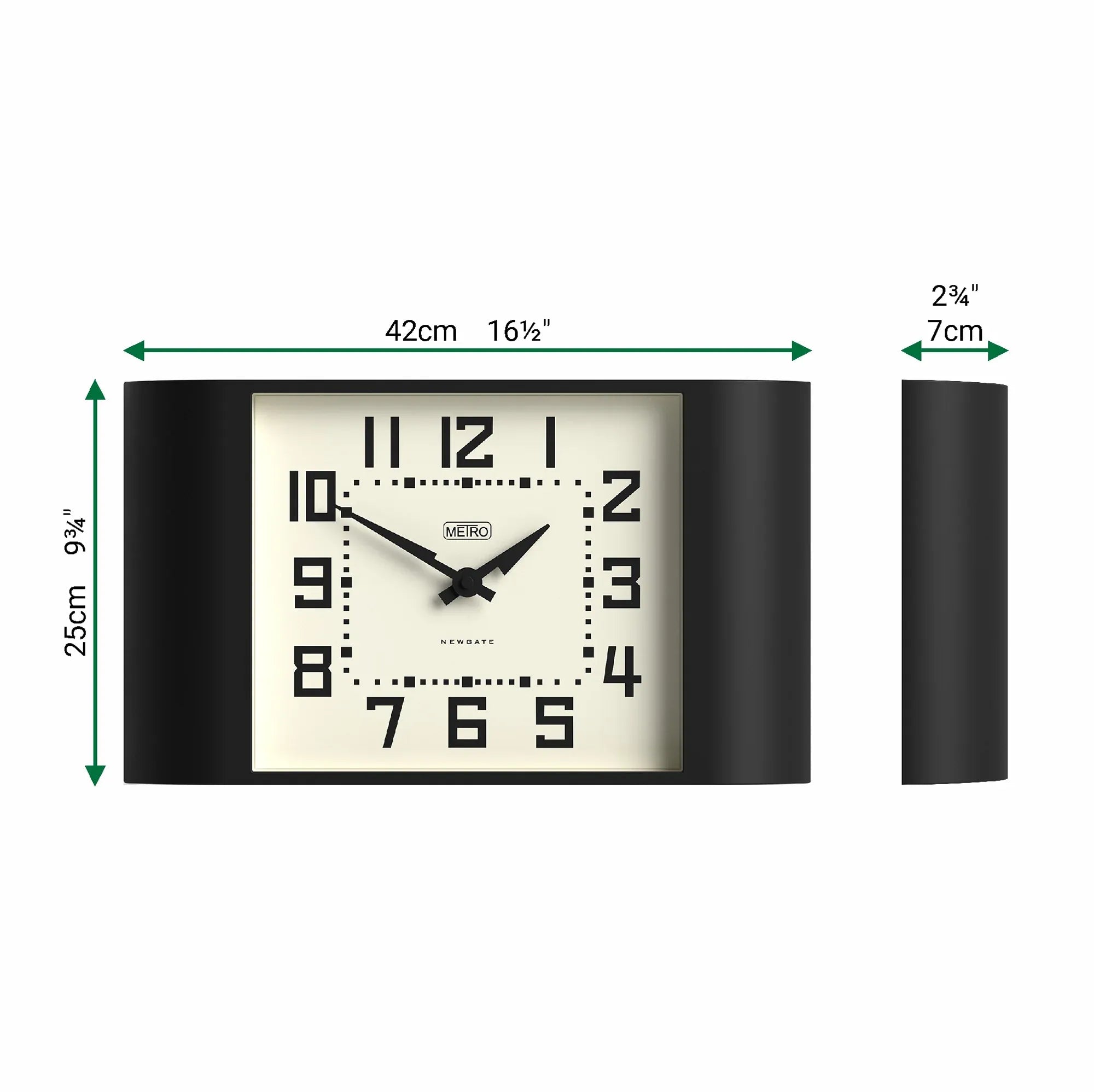 Newgate Metro Wall Clock-Black V398-NG-MET3K