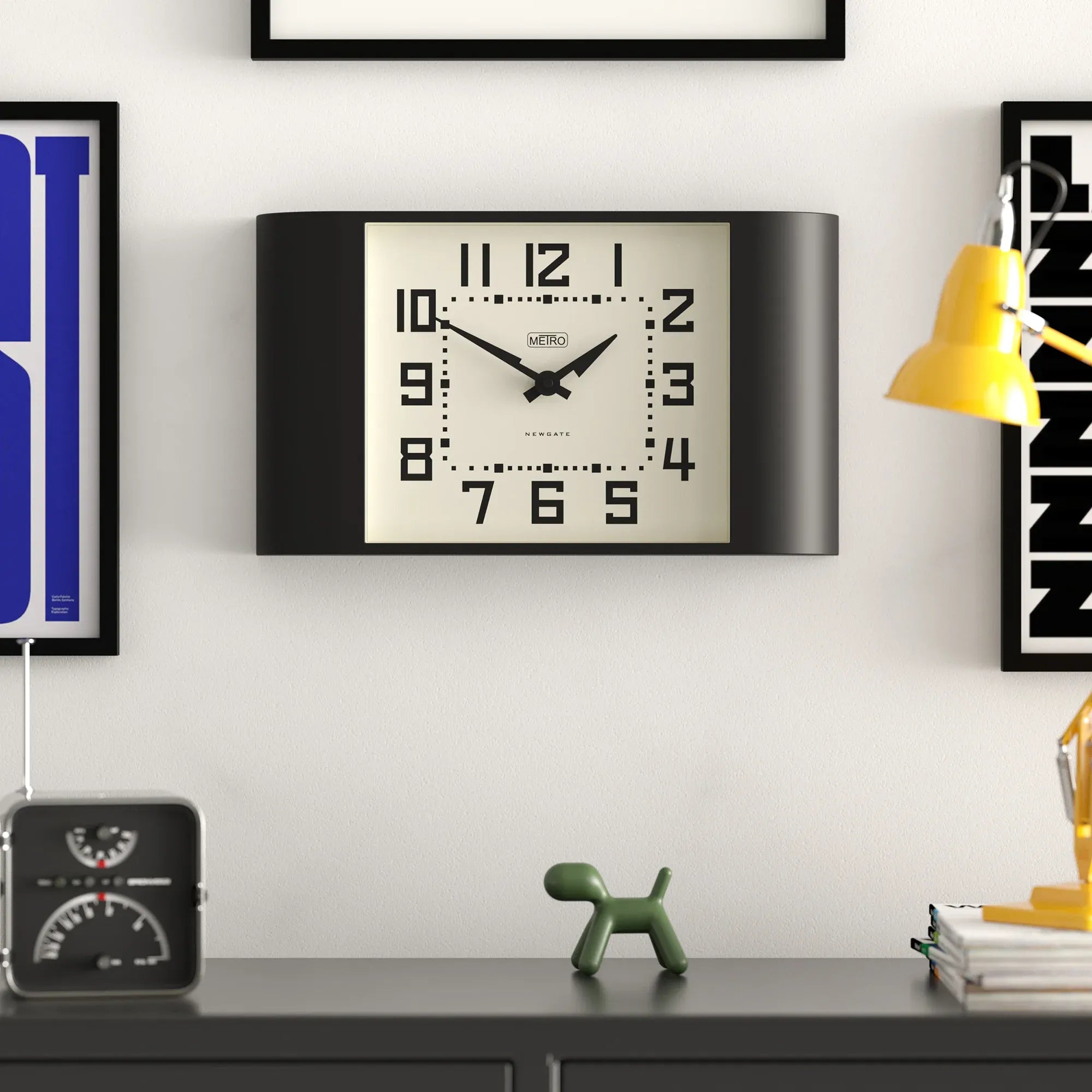 Newgate Metro Wall Clock-Black V398-NG-MET3K