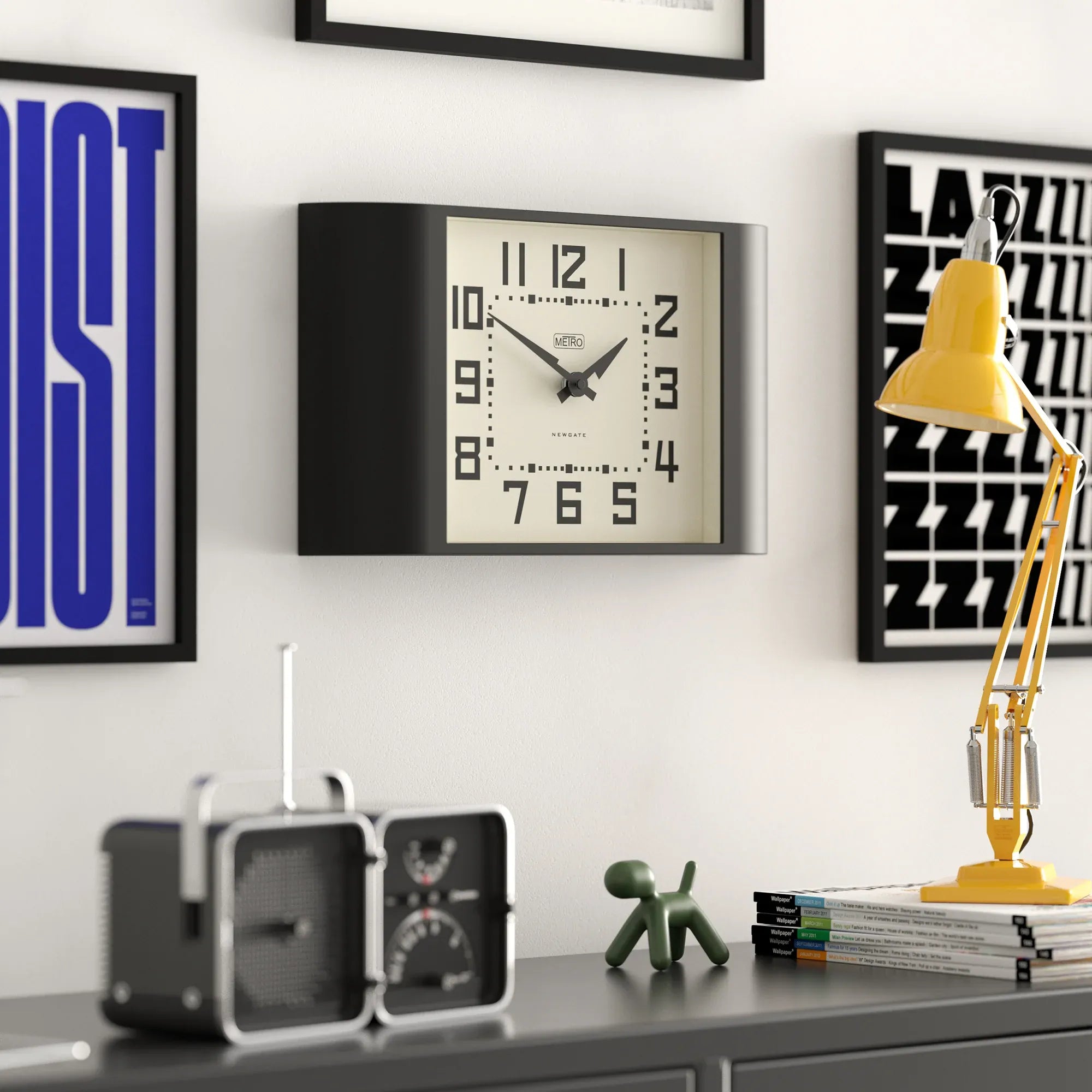 Newgate Metro Wall Clock-Black V398-NG-MET3K