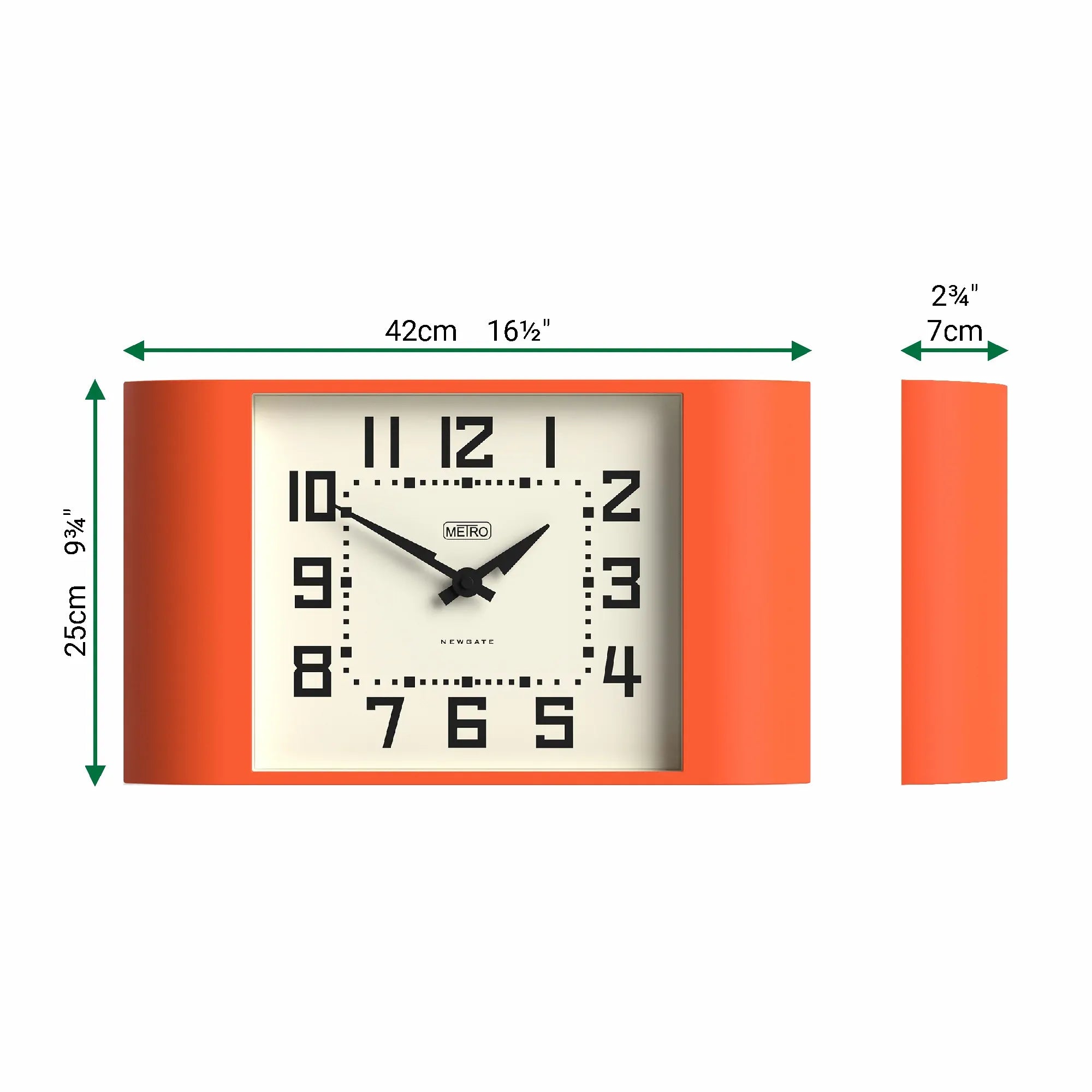 Newgate Metro Wall Clock-Pumpkin Orange V398-NG-MET3PO