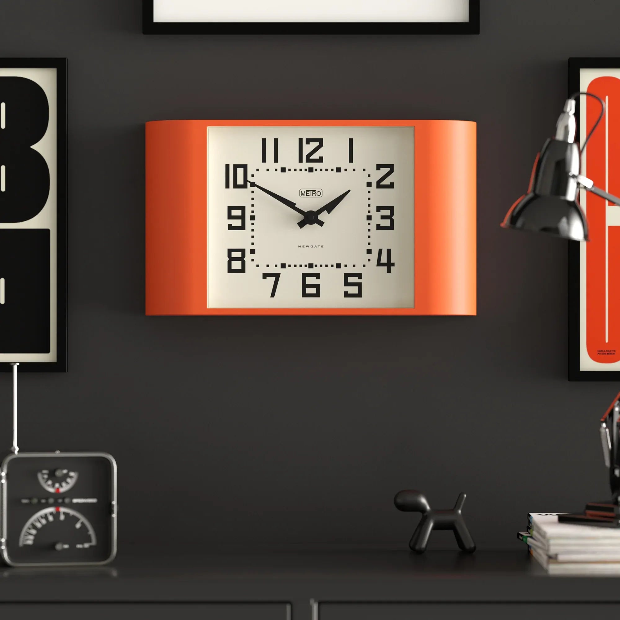 Newgate Metro Wall Clock-Pumpkin Orange V398-NG-MET3PO