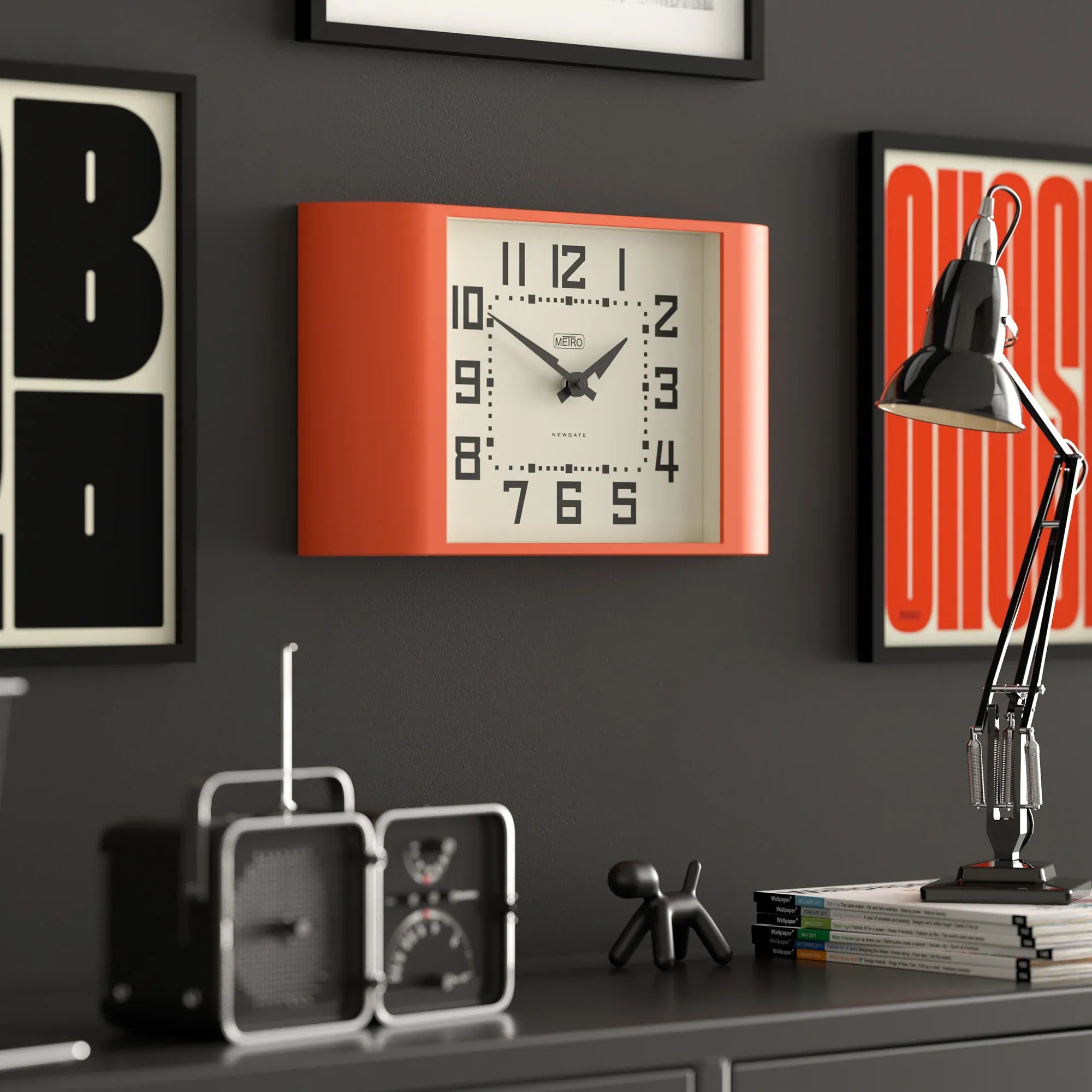 Newgate Metro Wall Clock-Pumpkin Orange V398-NG-MET3PO