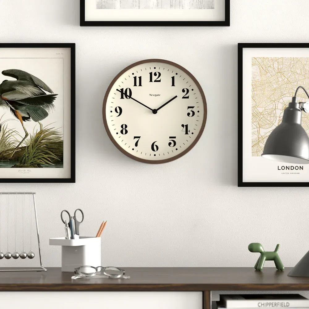 Newgate Number Four Theatre Wall Clock-Faux Dark Wood V398-NG-NUMFOU240DFW
