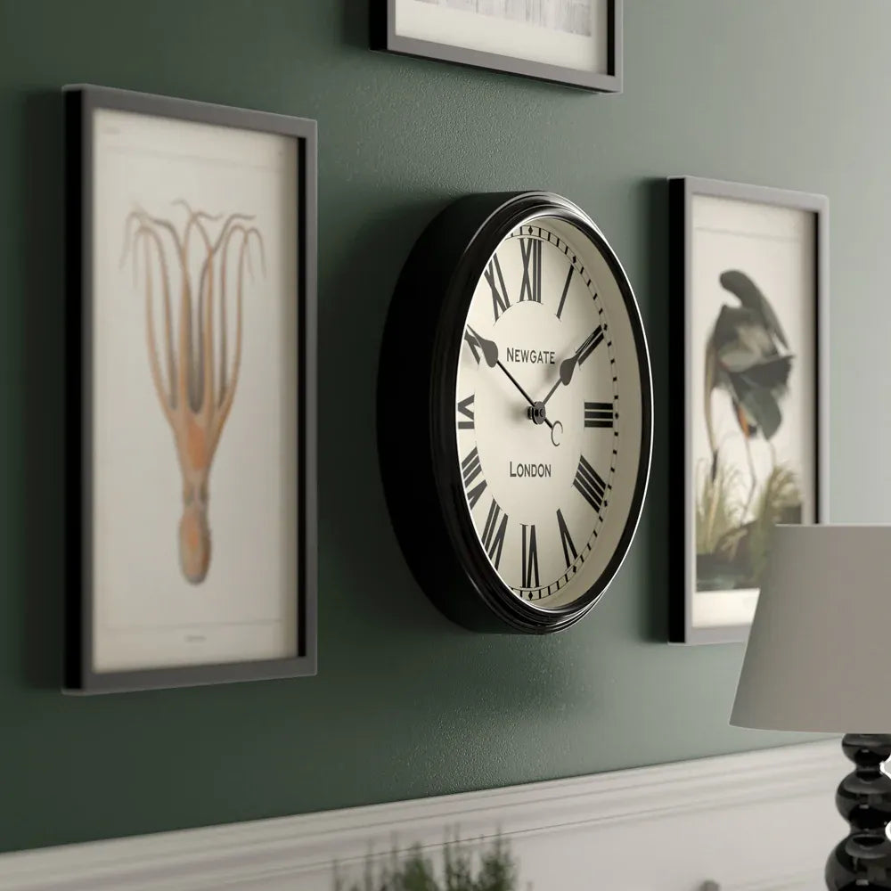 Newgate Spitalfields Wall Clock-Black V398-NG-SPIT16K