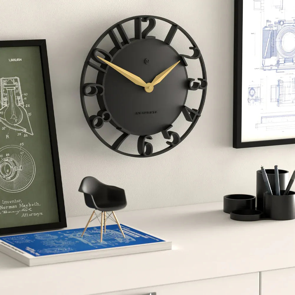 Newgate Time Traveller Wall Clock-Black V398-NG-TIMET-K