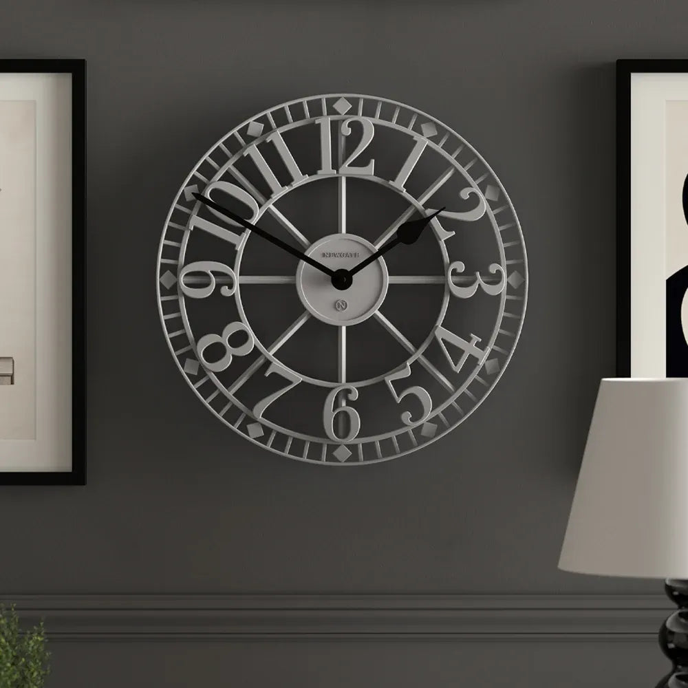 Newgate Warehouse Wall Clock-Clockwork Grey V398-NG-WAREH-CGY