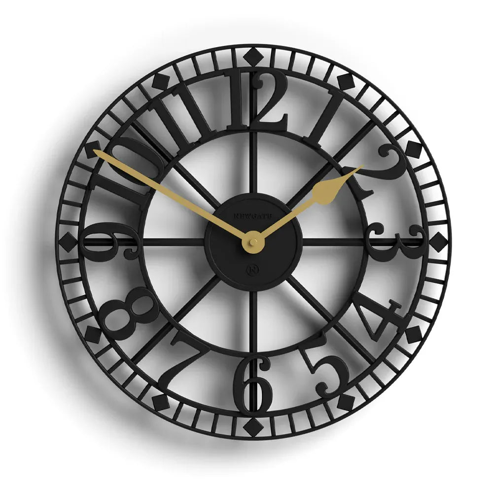 Newgate Warehouse Wall Clock-Black V398-NG-WAREH-K