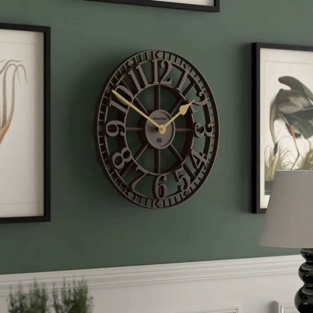 Newgate Warehouse Wall Clock-Mocha Brown V398-NG-WAREH-MB