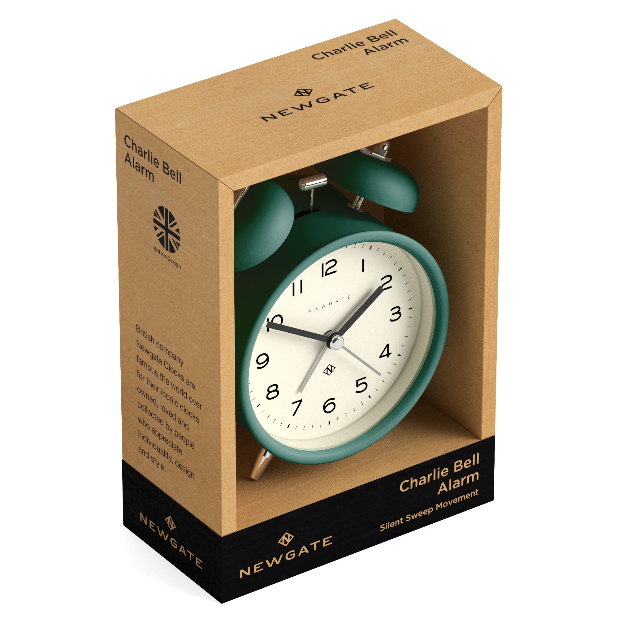 Newgate Charlie Bell Echo Alarm Clock Green V398-NGCBM134EDG