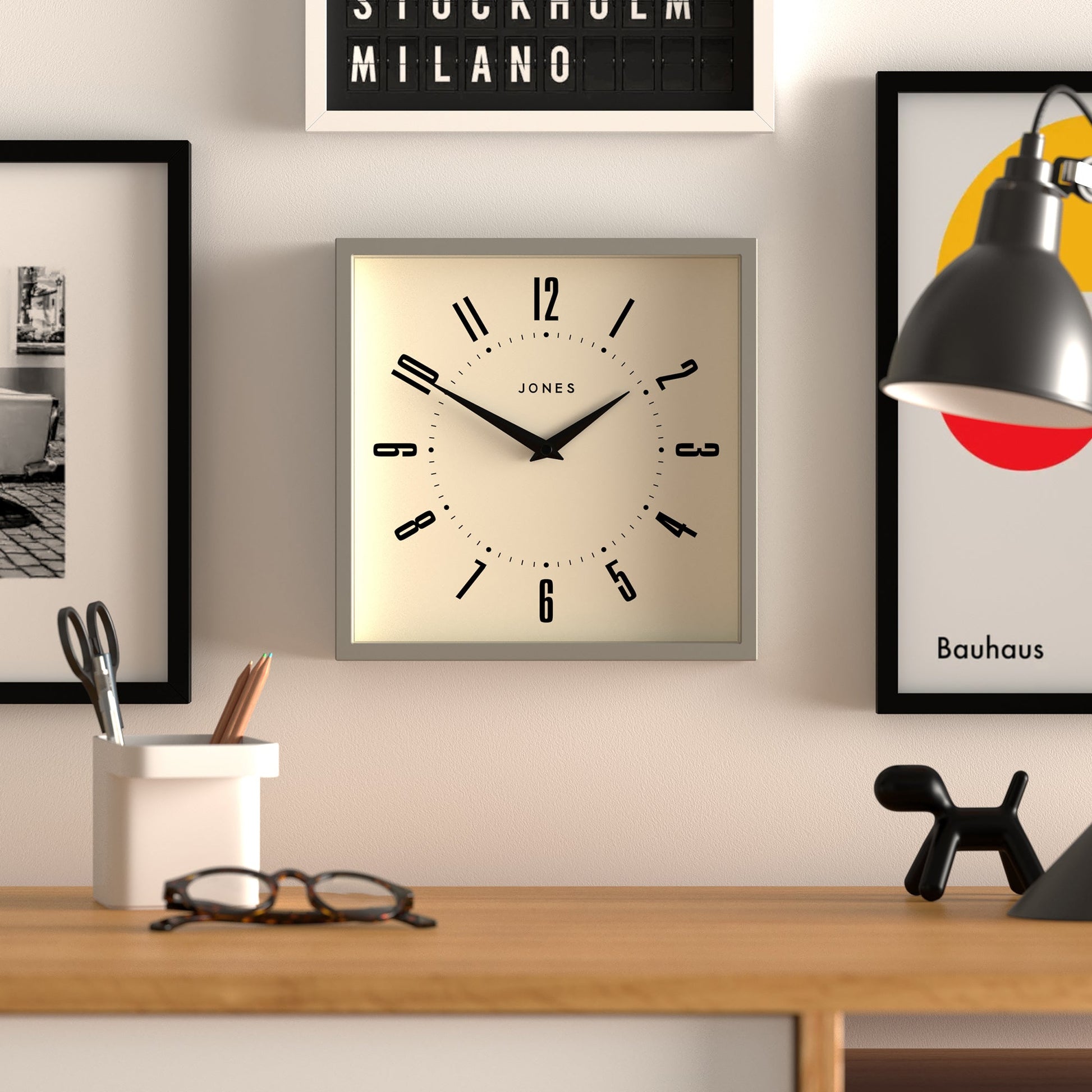 Newgate Jones Box Wall Clock Grey V398-NGJBOX219PGY