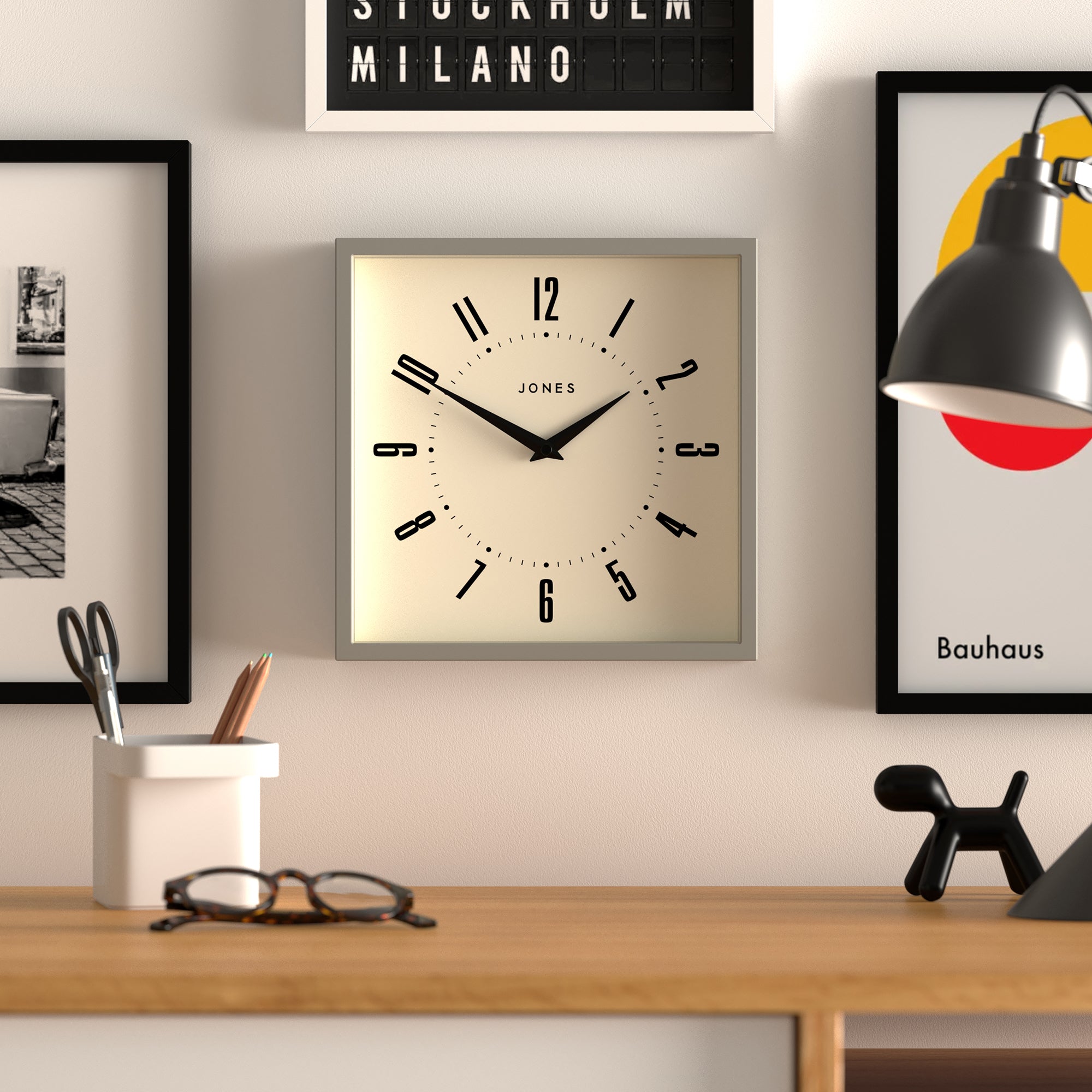 Newgate Jones Box Wall Clock Grey V398-NGJBOX219PGY