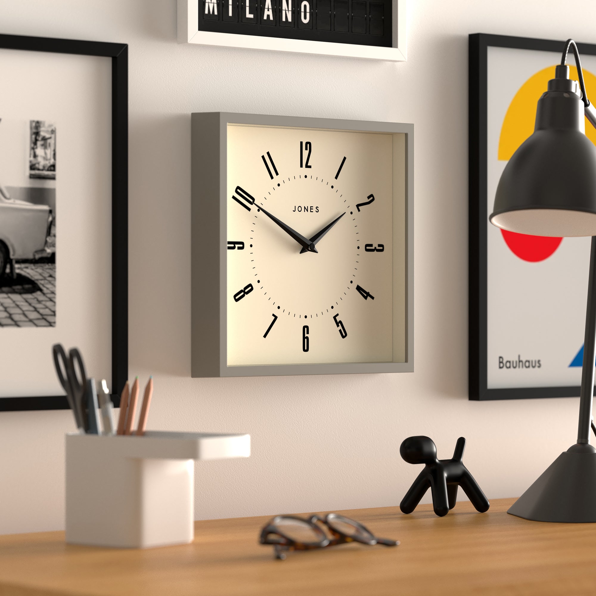 Newgate Jones Box Wall Clock Grey V398-NGJBOX219PGY