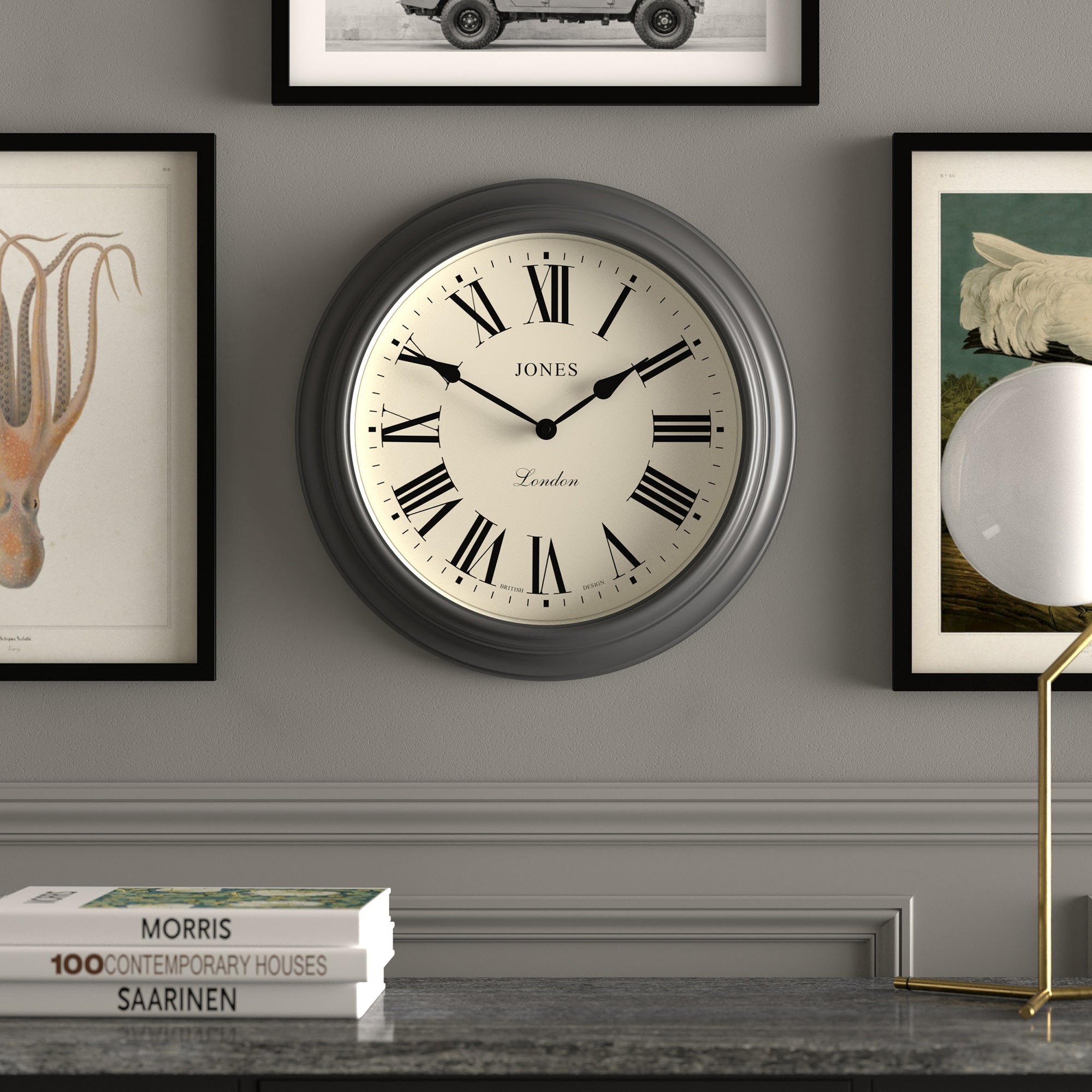 Newgate Jones Supper Club Clock Charcoal Grey V398-NGJSUP319GGY