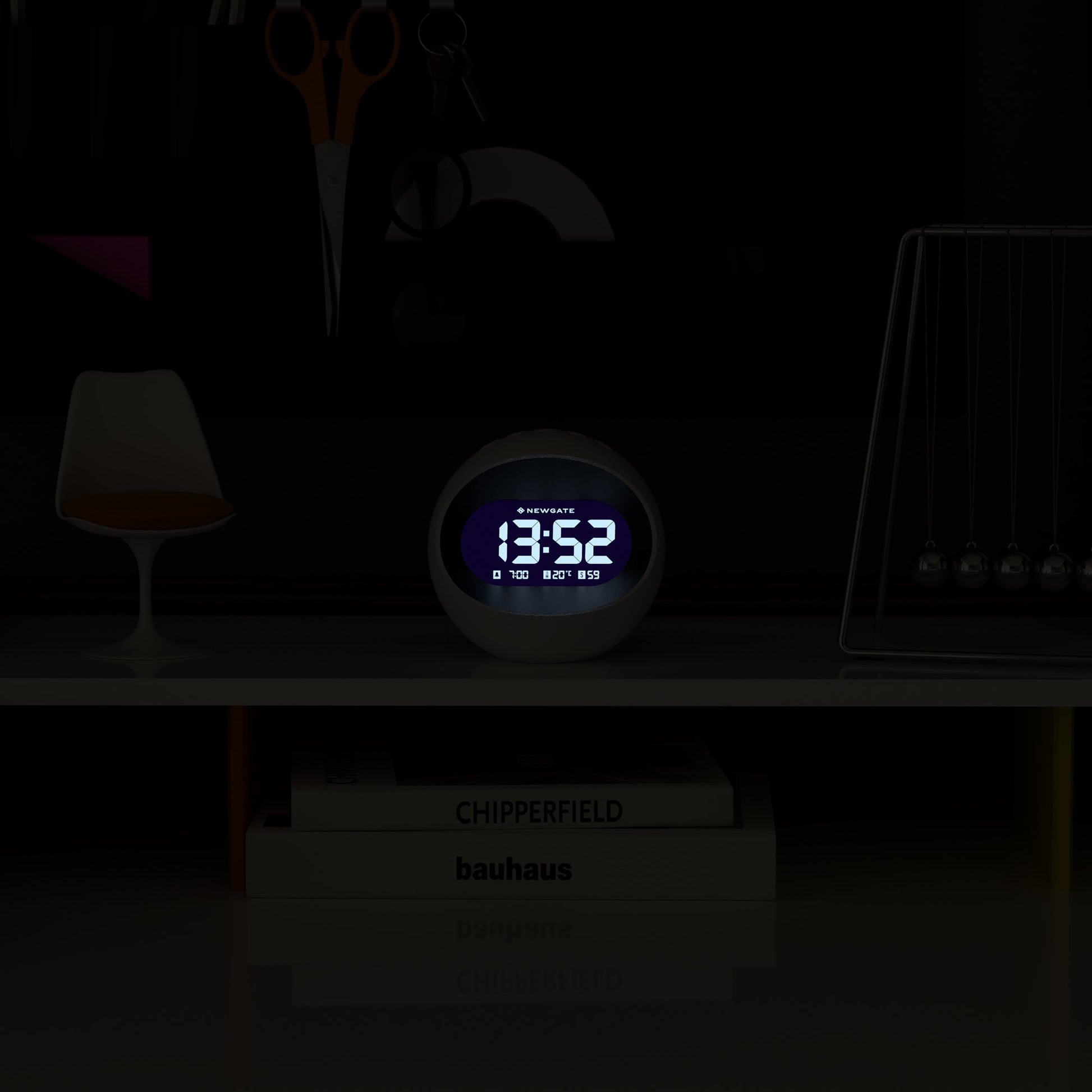 Newgate Centre Of The Earth Lcd Alarm Clock White V398-NGLCD/COTE2