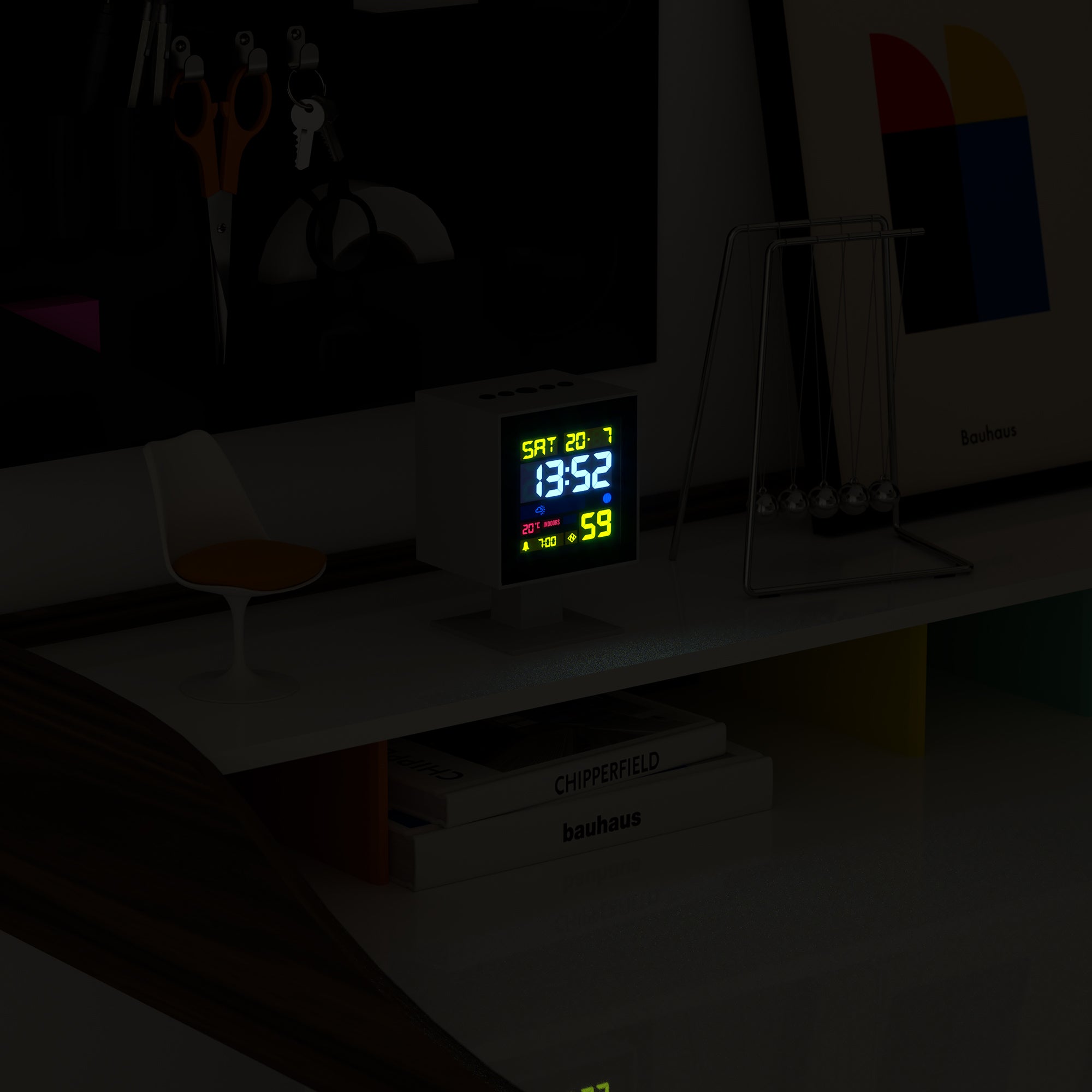 Newgate Monolith Lcd Alarm Clock White V398-NGLCD/MONO2