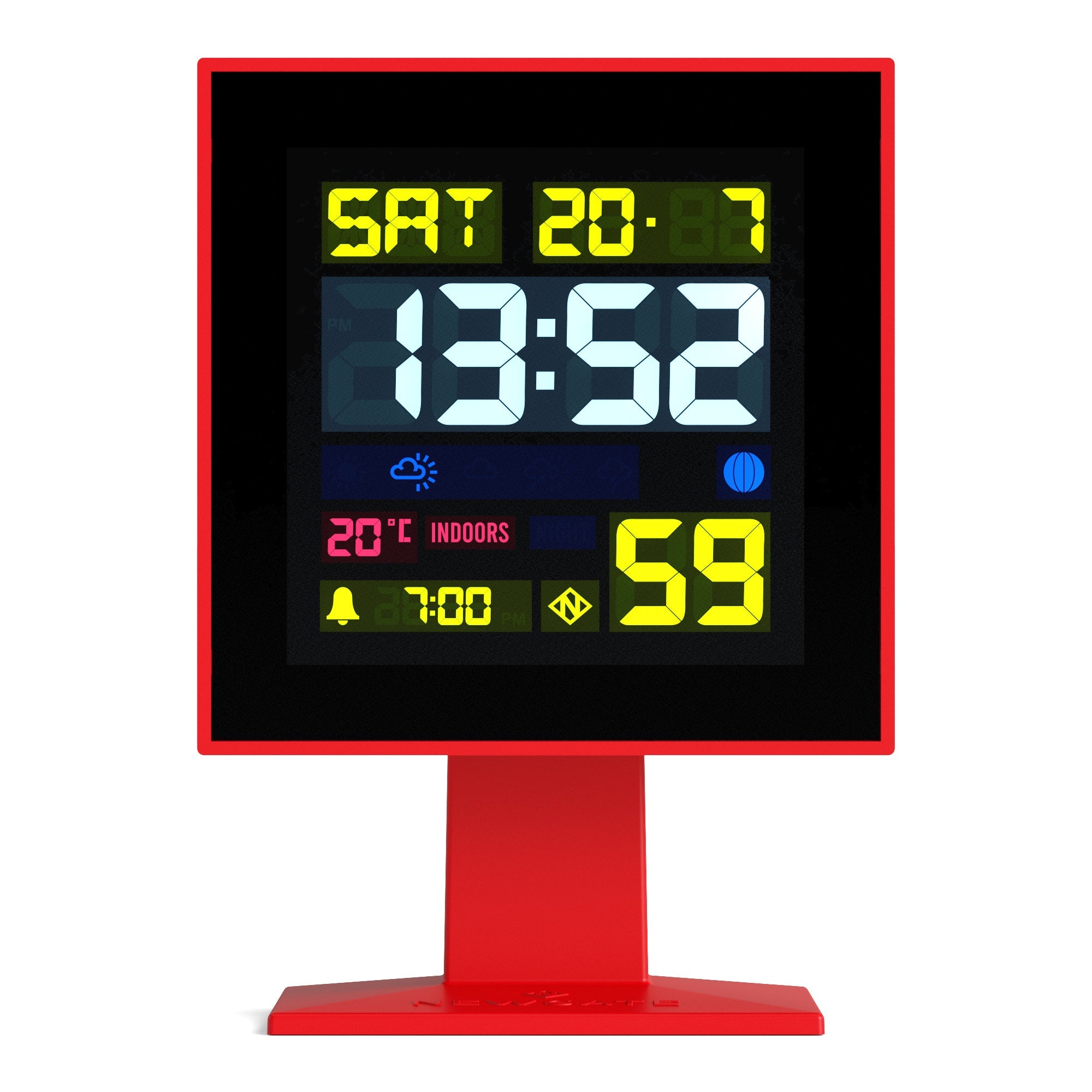 Newgate Monolith Lcd Alarm Clock Fire Engine Red V398-NGLCD/MONO3