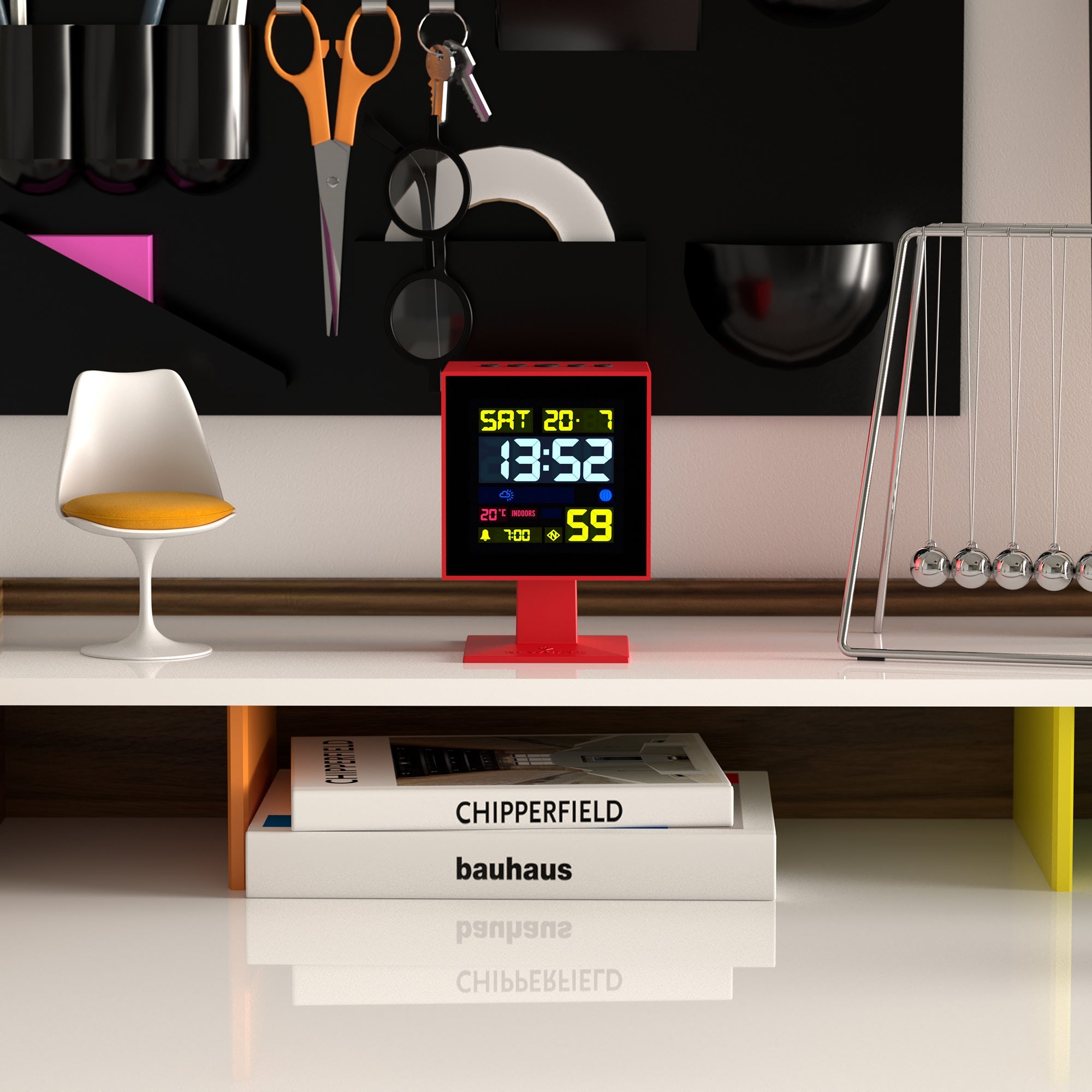 Newgate Monolith Lcd Alarm Clock Fire Engine Red V398-NGLCD/MONO3