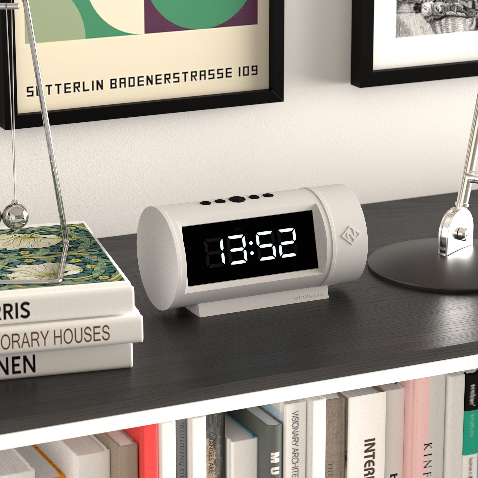 Newgate Pil Led Alarm Clock White V398-NGLED/PIL2