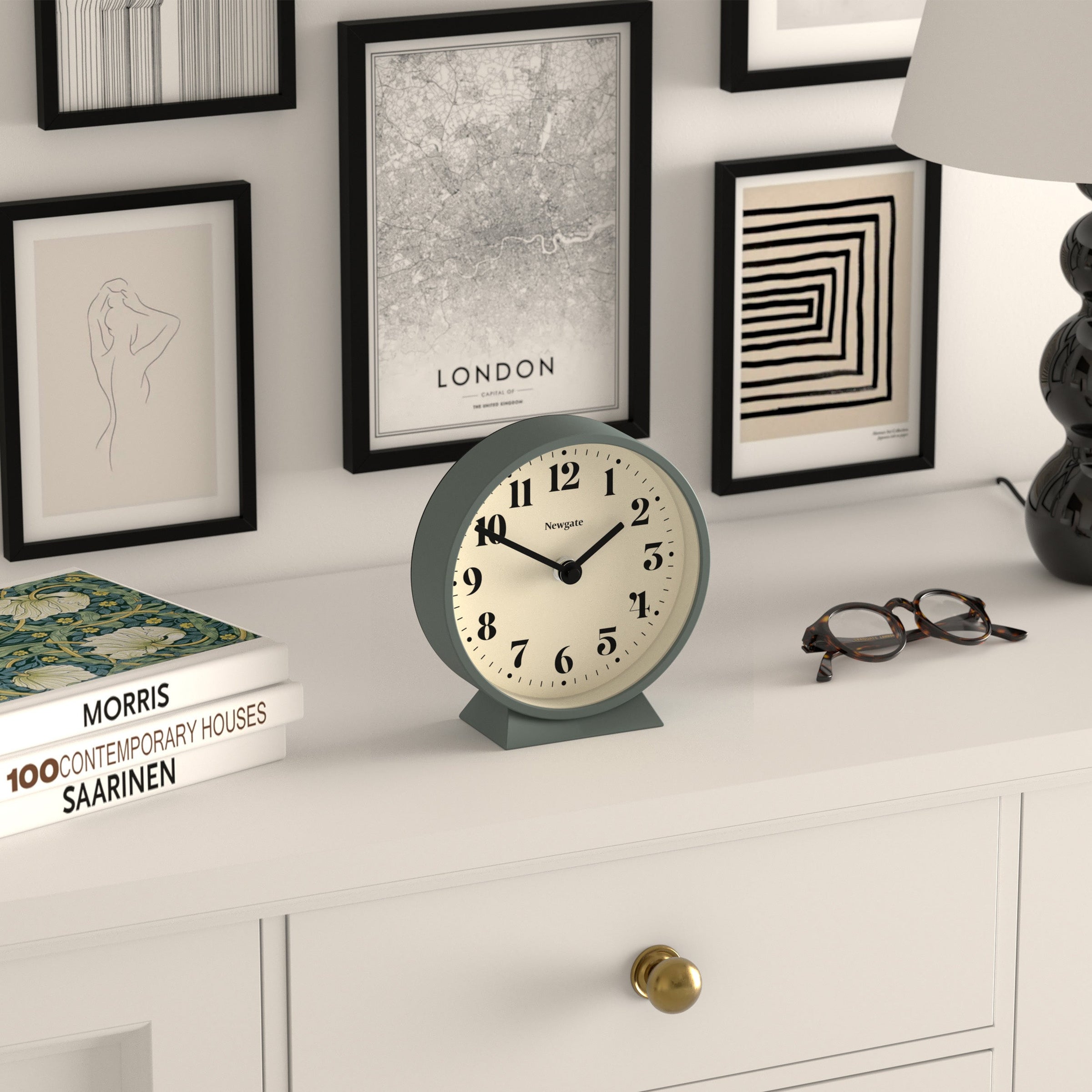 Newgate Theatre Mantel Clock Asparagus Green V398-NGMMAN240ASG
